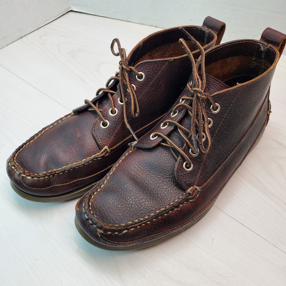 L.L. Bean Men's Brown Leather Moc Toe Chukka Boots